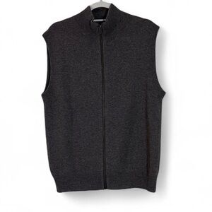 Neiman Marcus 100% Cashmere Dark Grey Zip-Up Vest Size Large
